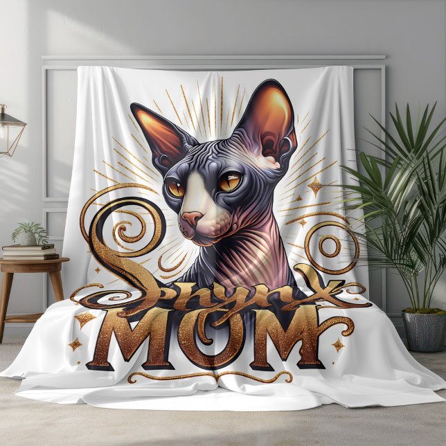 De Velo Cobertor Dia das Mães Gato Sphynx Mãe  (Personalized Sphynx Cat Mom Fleece Blanket)