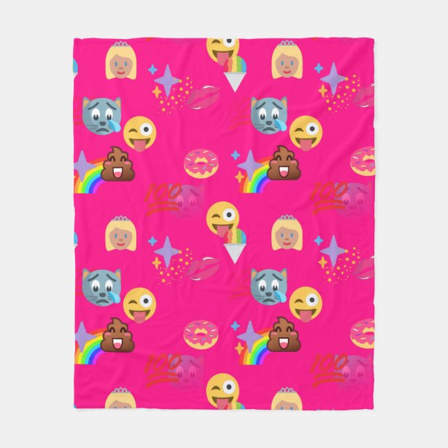 De Velo cobertor emoji rosa-quente (Frente)
