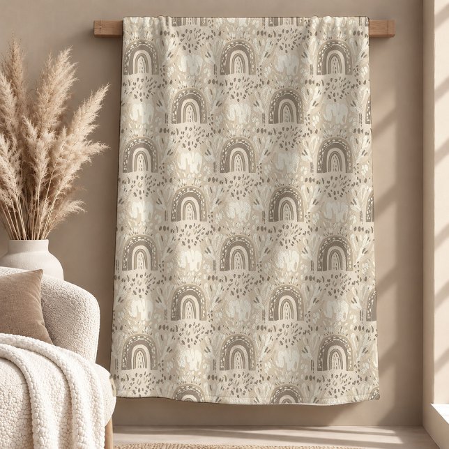 De Velo Cobertor Estiloso Neutro Boho Arco-Íris Presente (Stylish Neutral Boho Rainbow Throw Blanket Gift)