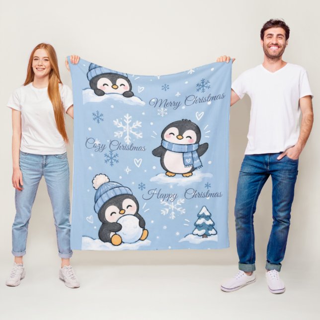 De Velo Cobertor Fleece com Pinguim e Natal Fofo (In Situ)