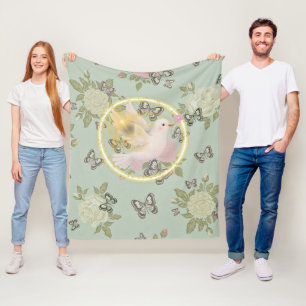 De Velo Cobertor Floral Glowing Dove – Verde Sage Macio
