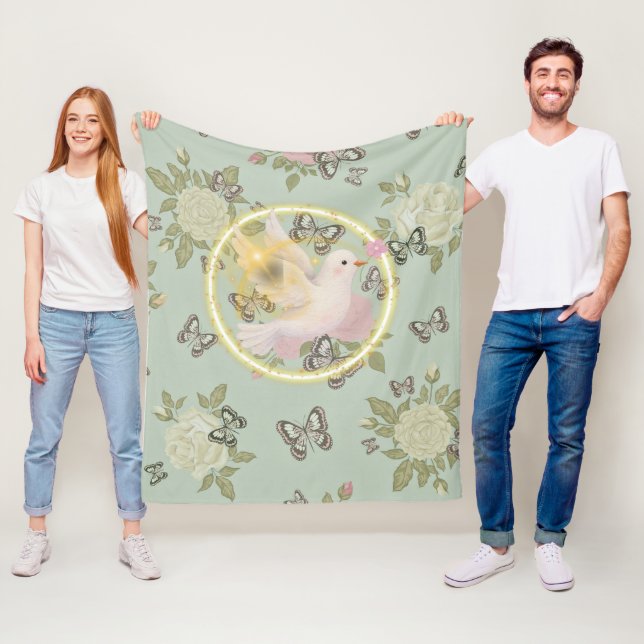 De Velo Cobertor Floral Glowing Dove – Verde Sage Macio (In Situ)