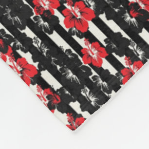 De Velo Cobertor Floral Vermelho e Preto