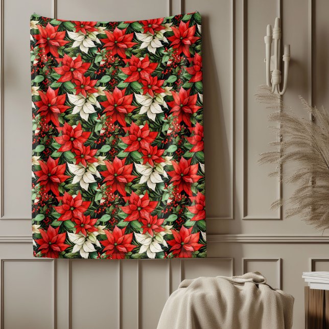 De Velo Cobertor Floral Vermelho Estilo Natal Clássico Sof (Red Floral Blanket Classic Christmas Couch Style)