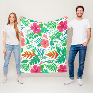 De Velo Cobertor - Hibisco Tropical Vibrante e Monstera P