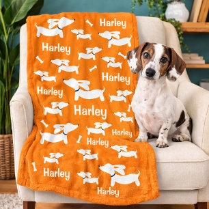 De Velo Cobertor Laranja Personalizado para Dachshund 