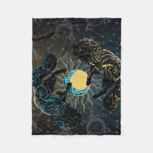 De Velo Cobertor Lobos Viking Sol Lua Mitologia Nórdica