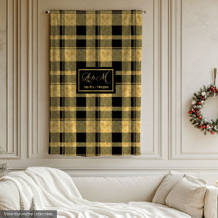 De Velo Cobertor Monograma Elegante Preto Dourado Presente