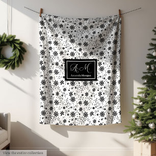 De Velo Cobertor Monograma Floral Minimalista Tons Cinza