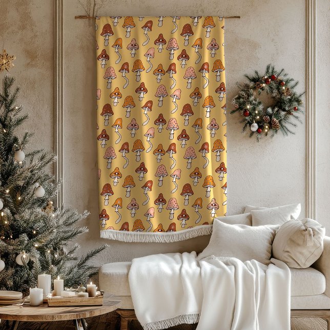 De Velo Cobertor Pastel Groovy dos Anos 60 Design Cobre e  (Groovy Pastel Blanket 60s Copper & Brown Design)