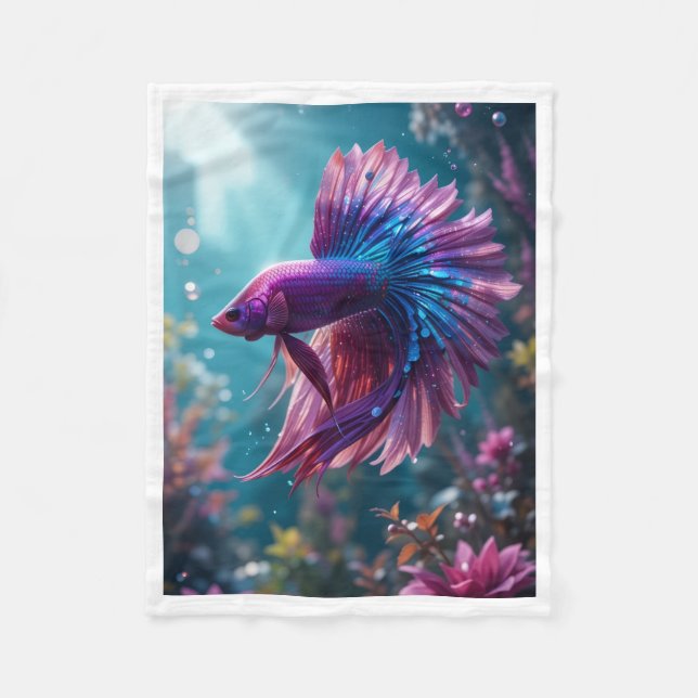 De Velo Cobertor Peixe Betta Rosa (Frente)