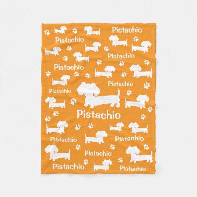 De Velo Cobertor Personalizado Cachorro Dachshund Laranja (Frente)