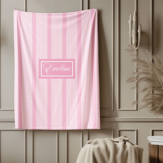 De Velo Cobertor Personalizado Clássico Rosa Xadrez Acento (Personalized Blanket Classic Pink Plaid Accent)
