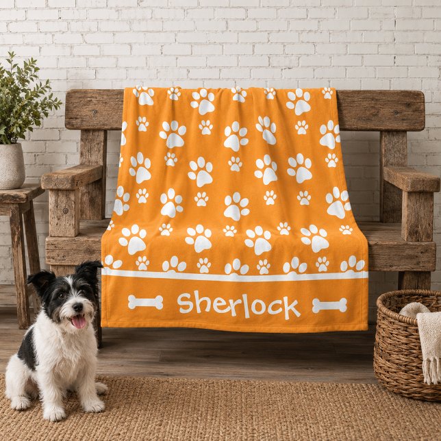De Velo Cobertor Personalizado Laranja para Cachorro Aconc (personalized orange dog blanket)