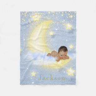 De Velo Cobertor Personalizado Lua Estrelas para Bebê Meni