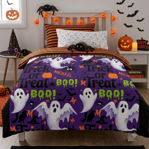De Velo Cobertor Personalizado Roxo Fantasma Nome Monogram