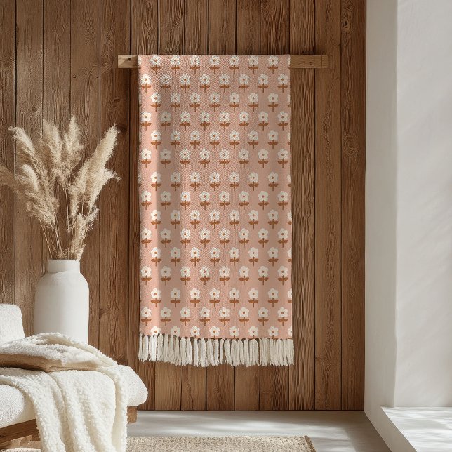 De Velo Cobertor Retro Boho Marrom Verde Vibrações Florais (Retro Boho Blanket Brown Green Floral Vibes)