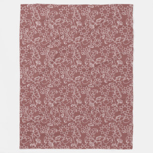 De Velo Cobertor Sherpa Floral Caprichoso Rosa Bege Escuro