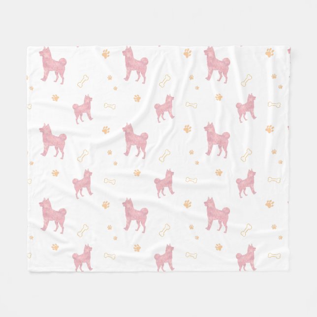De Velo Cobertor Shiba Inu – Presente Rosa Pastel Mínimo (Frente (Horizontal))