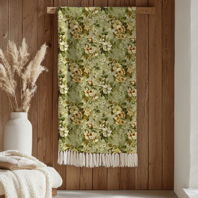 De Velo Cobertor Verde Salvia Luxo Design Botânico Dourado (Sage Green Blanket Luxury Gold Botanical Design)