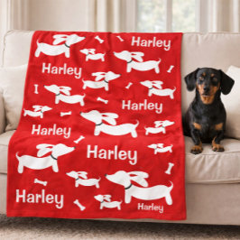 De Velo Cobertor Vermelho Personalizado para Dachshund 
