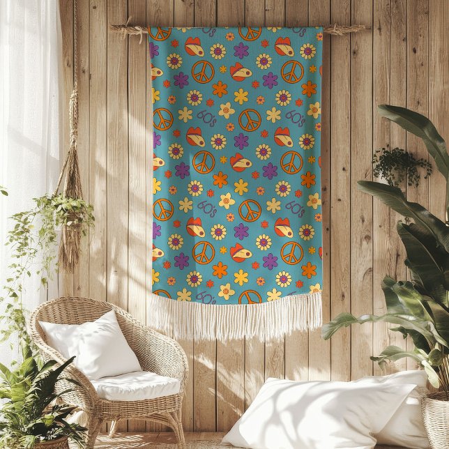 De Velo Cobertor Vibes Retrô Pastel Funky Estilo 70 (Retro Vibes Blanket Pastel Funky 70s Style)