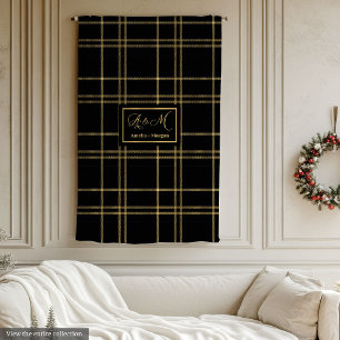 De Velo Cobertor Xadrez Preto Dourado Personalizado Elegan