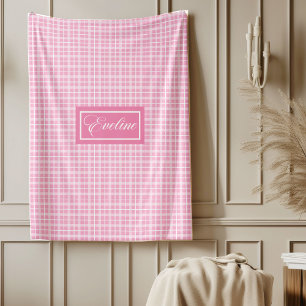 De Velo Cobertor Xadrez Rosa Pastel Elegante Personalizado
