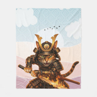 De Velo Cobertor Zen Gato Samurai Onda Japonesa Tradiciona
