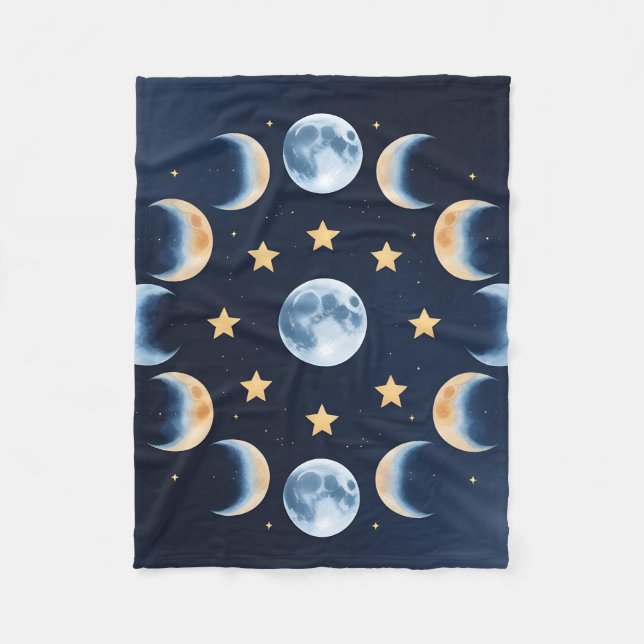 De Velo Fases da Lua & Estrelas | Cobertor Celestial Sherp (Frente)