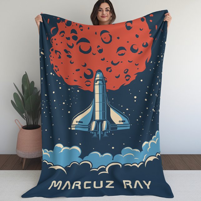 De Velo Foguete espacial para cobertor personalizado do pl (Space Rocket to Red Planet Custom Blanket for Boys)