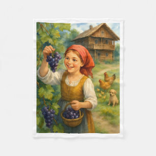 De Velo Menina da Fazenda Colhendo Uvas Cobertor