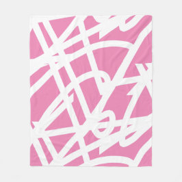 De Velo Minimalismo Abstrato Linhas Brancas Cobertor Rosa
