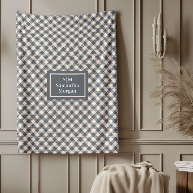De Velo Nome Personalizado Cobertor Cinza Chic Estilo Mini (Custom Name Grey Blanket Chic Minimalist Style)