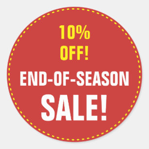 DE "VENDA END-OF-SEASON!" "10% FORA!" Etiqueta