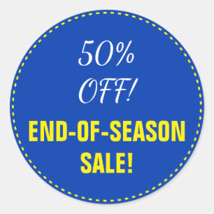 DE "VENDA END-OF-SEASON!" "50% FORA!" Etiqueta