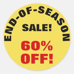DE "VENDA END-OF-SEASON!" "60% FORA!" Etiqueta