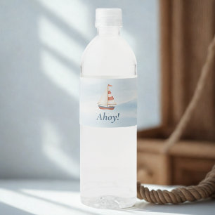 De Vinho Rótulo da Garrafa Náutica Ahoy   Pastel Sailboat