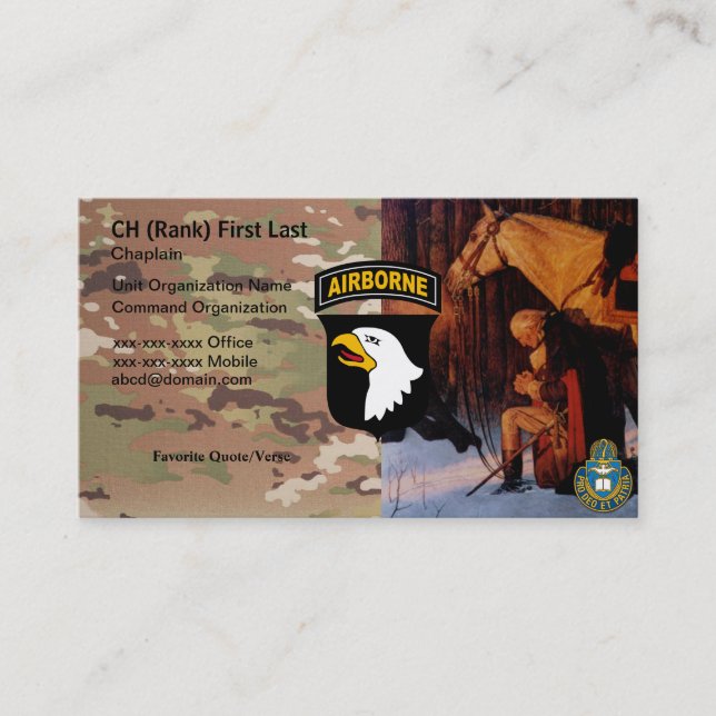 De Visita 101st Cartão do capelão da divisão (Frente)