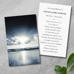De Visita Beach Nature Sympathy - Cartão Memorial Funeral