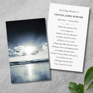 De Visita Beach Nature Sympathy - Cartão Memorial Funeral