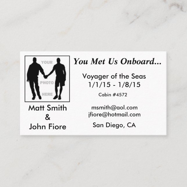 De Visita Cartão alegre do cruzeiro (com parte traseira) (Frente)