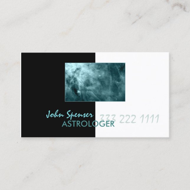 De Visita Cartão Astrologico Azul Metafísico Cosmos Galáxia (Frente)