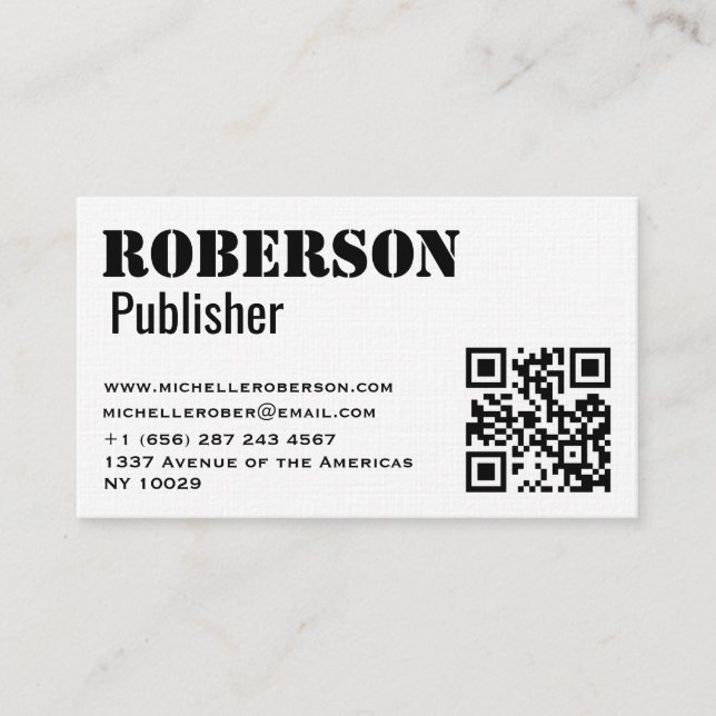 De Visita Cartão branco tradicional simples com código do qr (Frente)