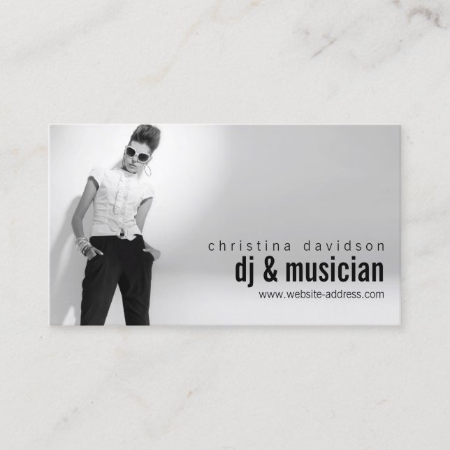 De Visita Cartão com fotos personalizável para DJs, Bandas,  (Frente)