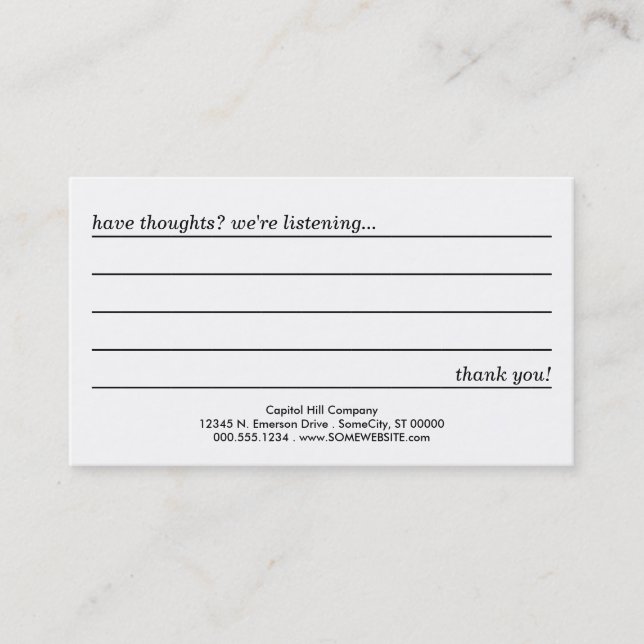 De Visita cartão do comentário (Frente)