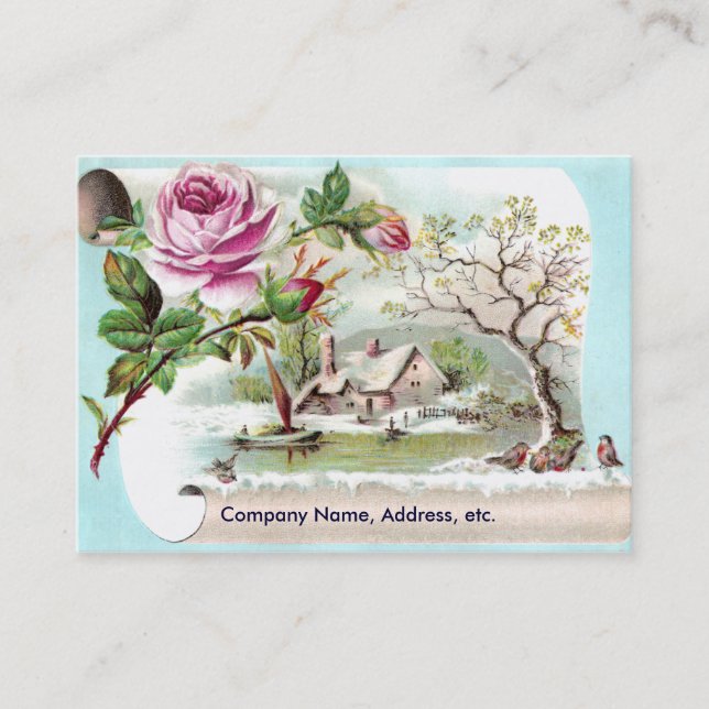 De Visita Cartão do comércio do Victorian do rolo do rosa do (Frente)