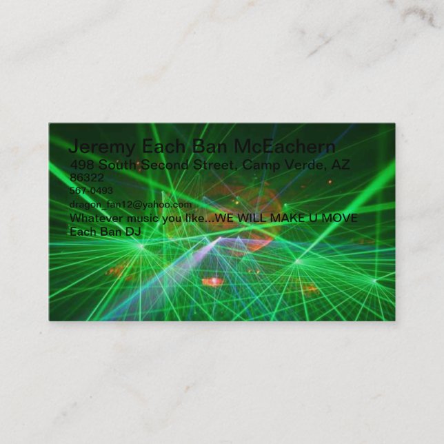 De Visita Cartão do DJ (Frente)