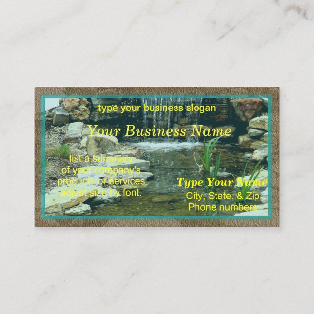De Visita Cartão do Fishpond (Frente)