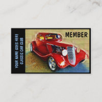 Cartão do membro para clubes clássicos do carro